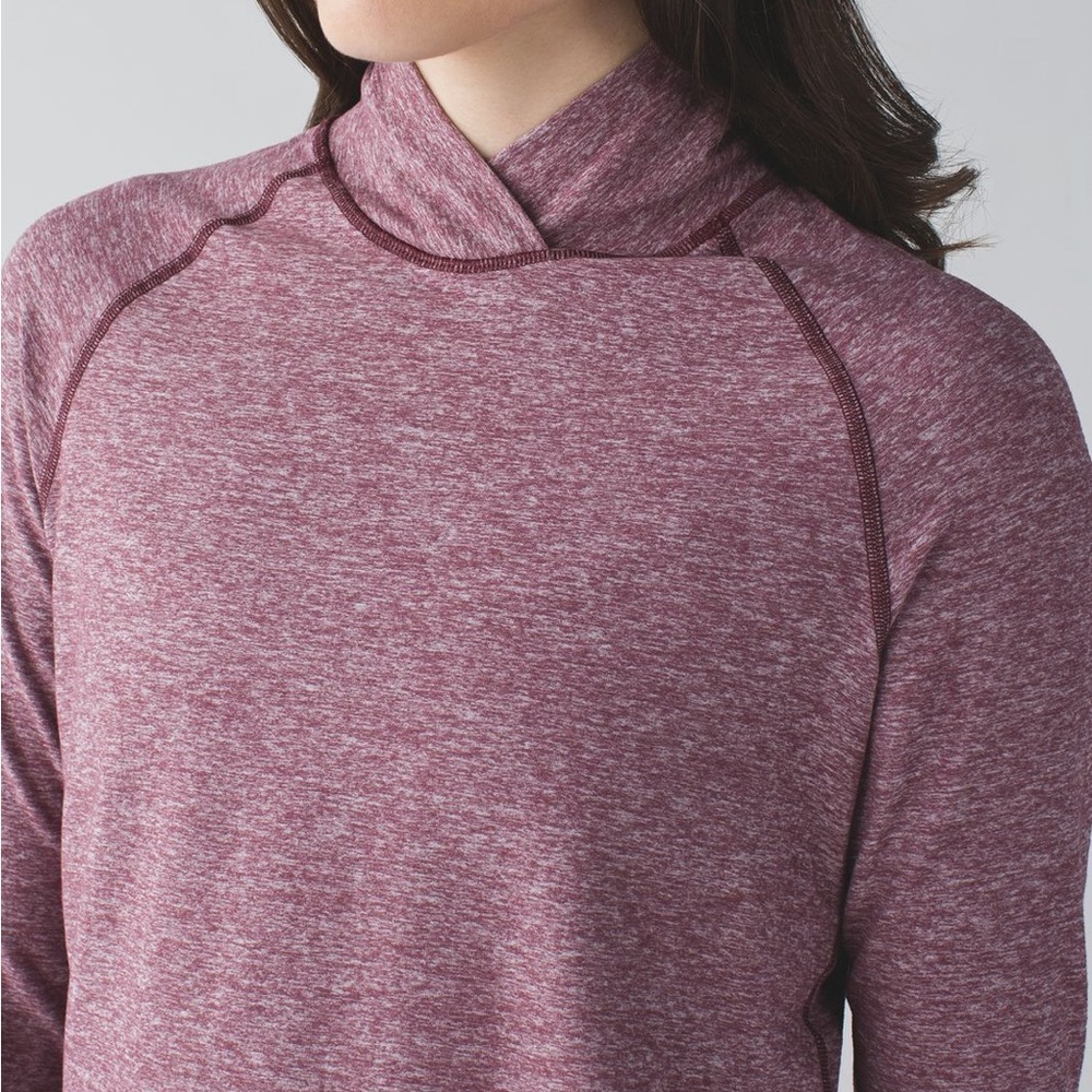 Lululemon Women’s Warm Your Core Long Sleeve Tee Heathered Bordeaux Drama Size 6 - Picture 3 of 14